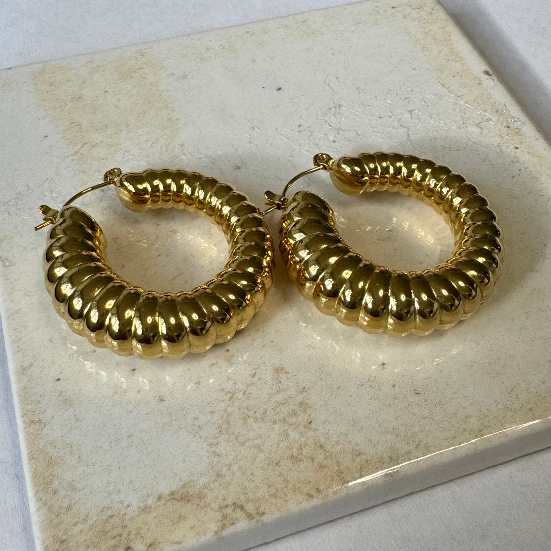 Katerina | Big Bold Textured Hoops | Statement Earrings
