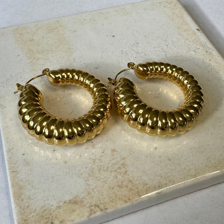 Katerina | Big Bold Textured Hoops | Statement Earrings