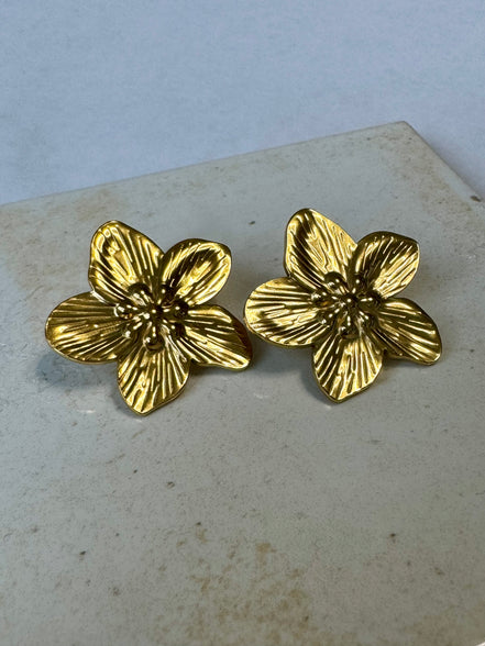 Peach Blossom | Gold Bloom Stud Earrings