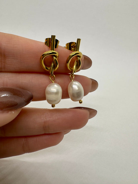 Lily | Knotted Pearl Drop Earrings