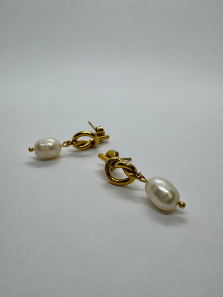 Lily | Knotted Pearl Drop Earrings