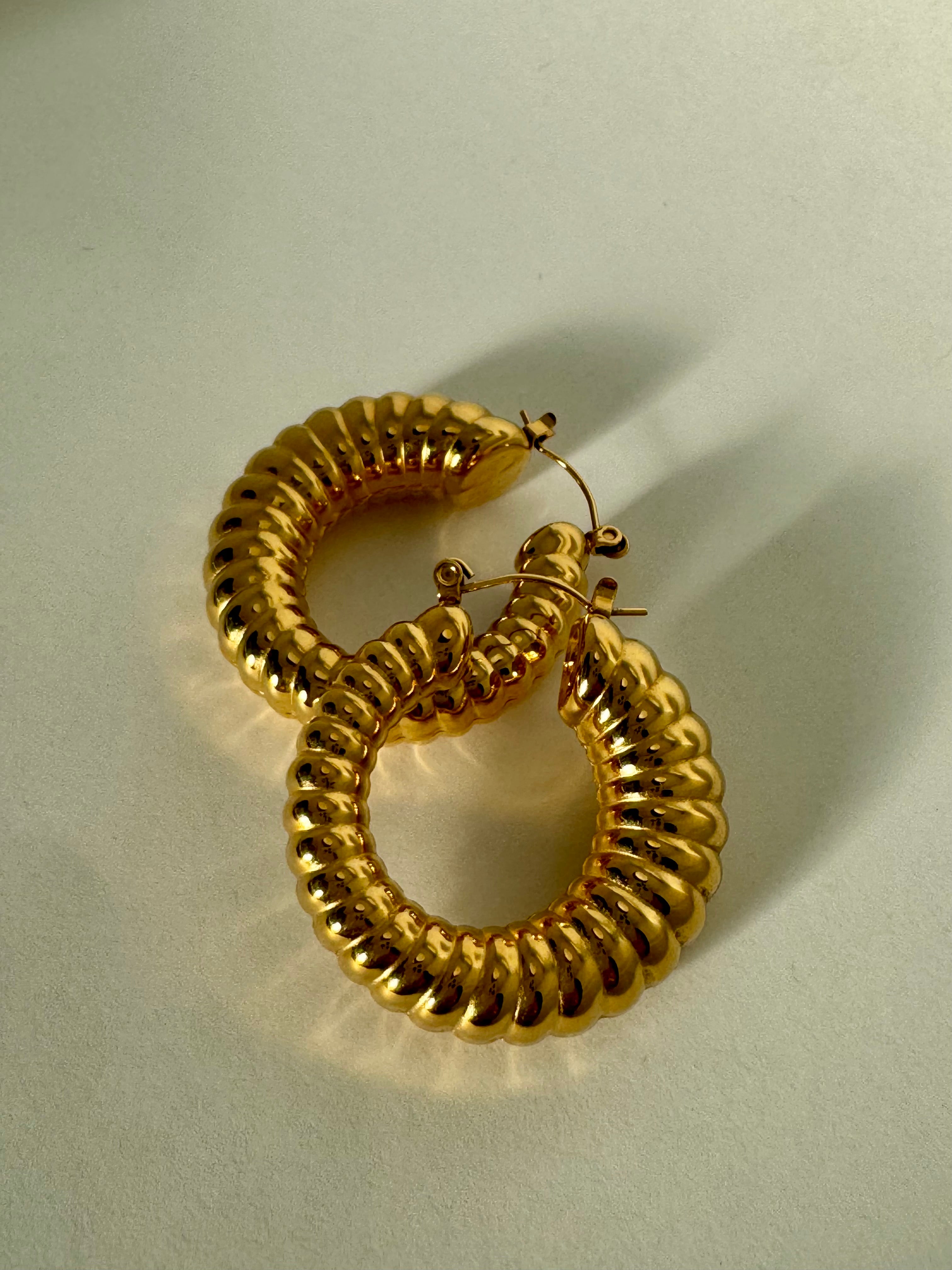 Katerina | Big Bold Textured Hoops | Statement Earrings