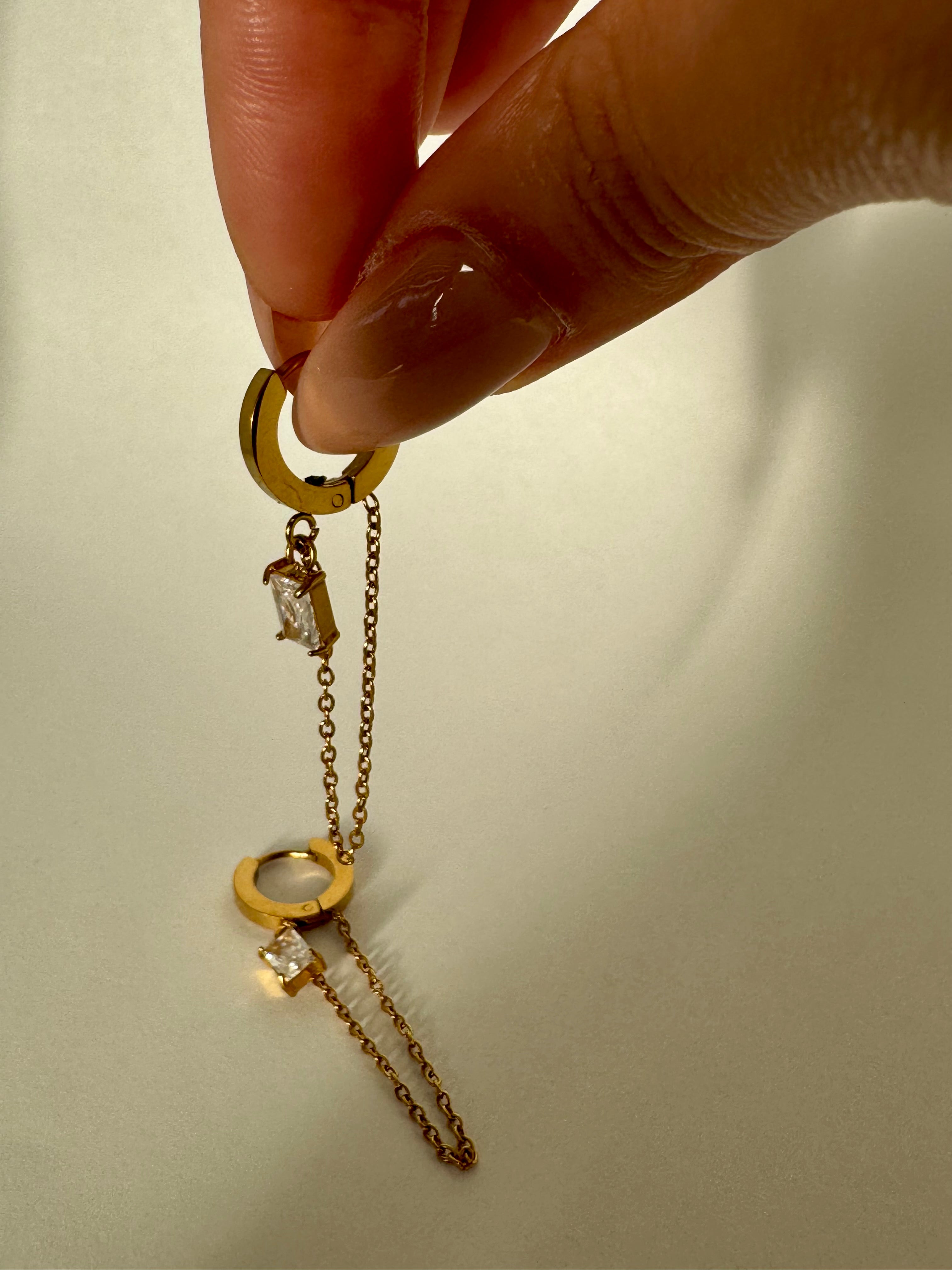 Amira Huggies | Diamond Chain Earrings