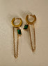 Amira Huggies | Emerald Chain Earrings