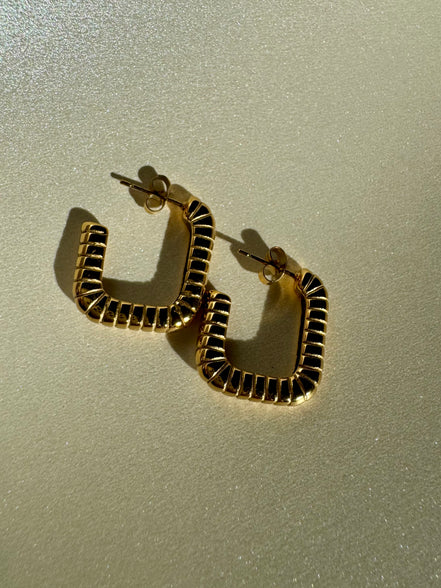 Paula | Textured Square Hoop Earrings