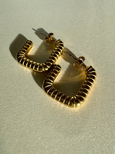 Paula | Textured Square Hoop Earrings