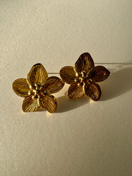 Peach Blossom | Gold Bloom Stud Earrings
