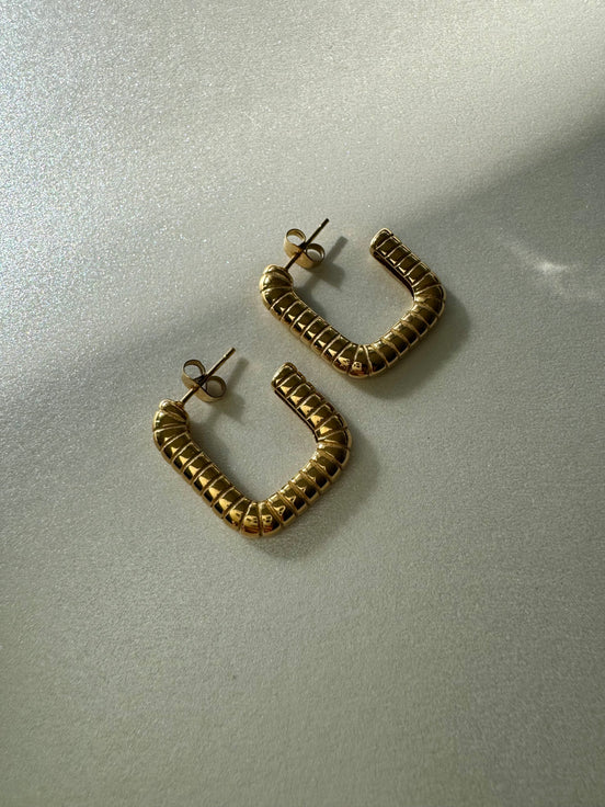 Paula | Textured Square Hoop Earrings
