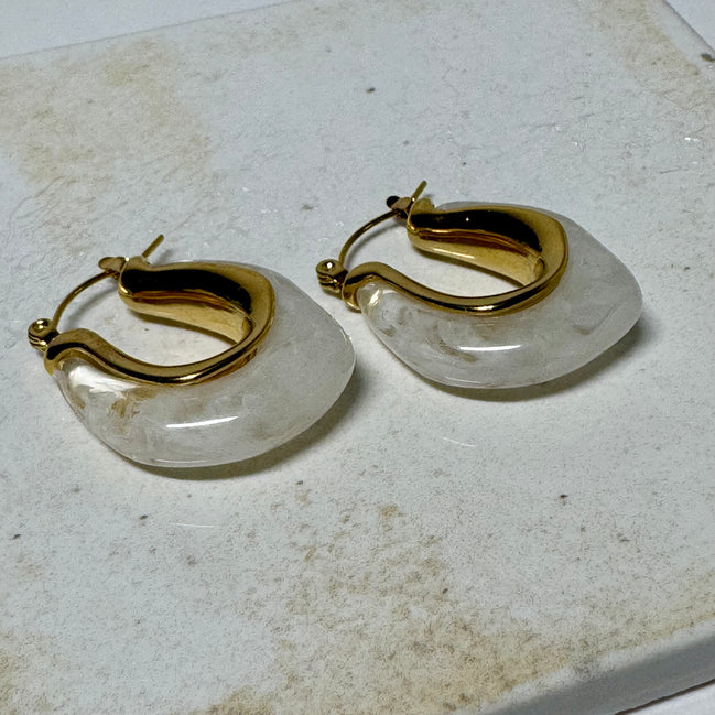Isadora | Acrylic Marble Hoop Earrings