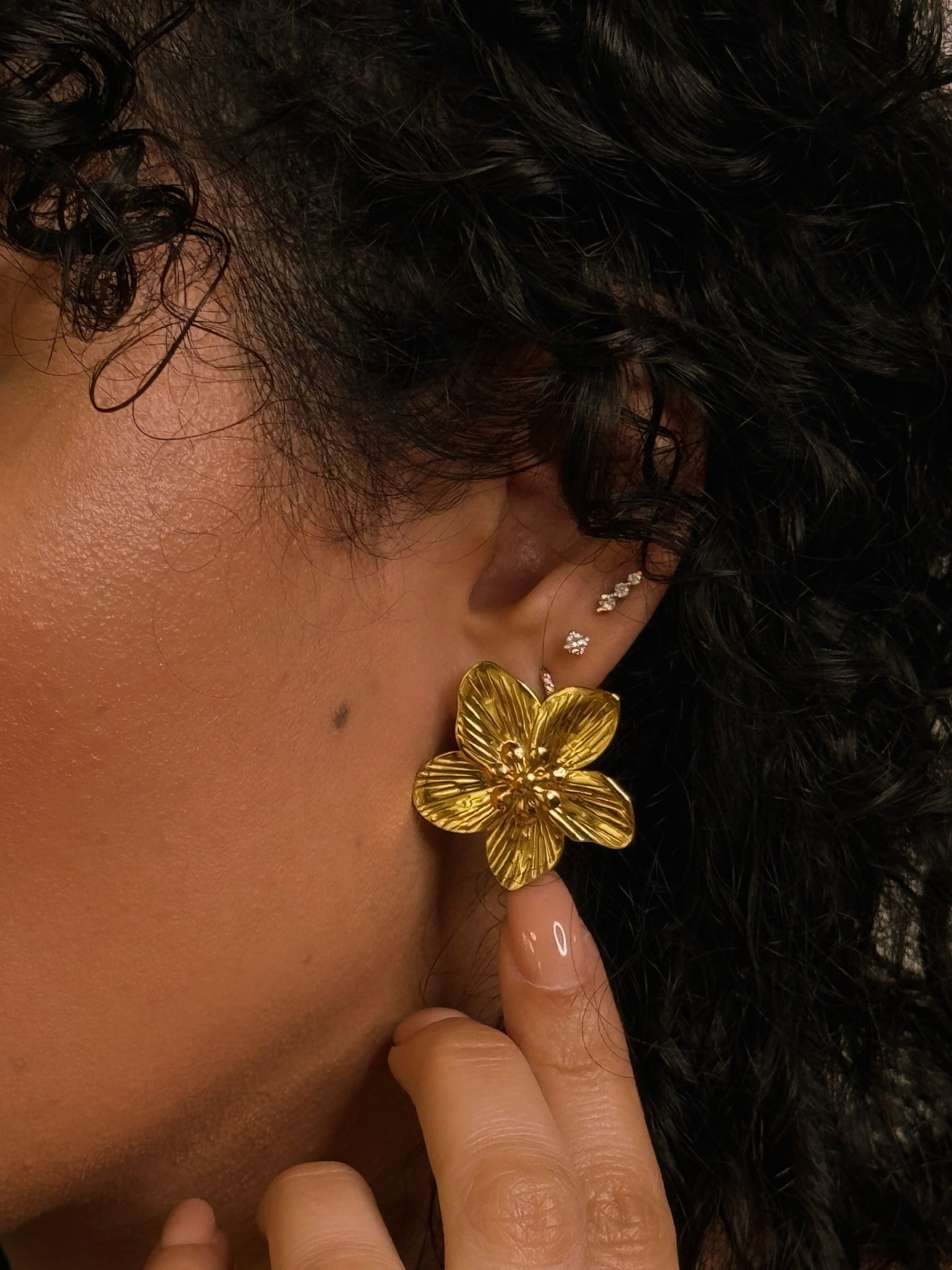 Peach Blossom | Gold Bloom Stud Earrings