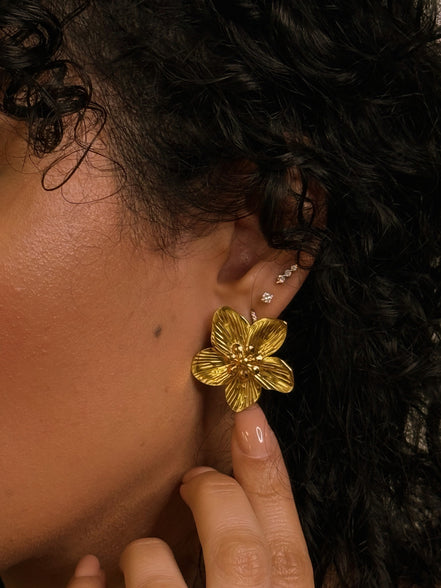 Peach Blossom | Gold Bloom Stud Earrings