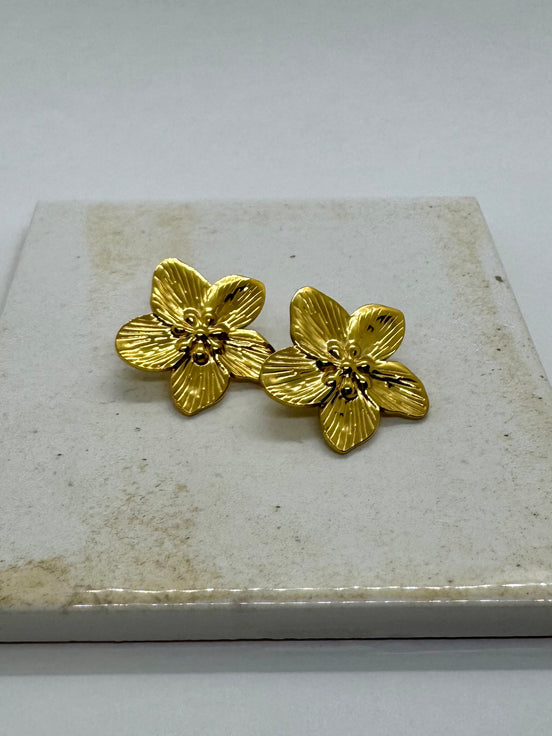 Peach Blossom | Gold Bloom Stud Earrings