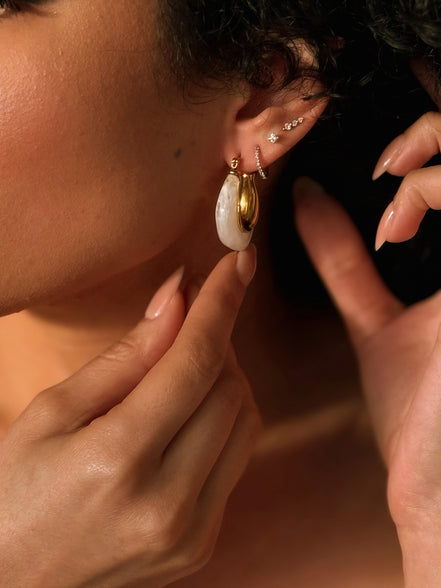 Isadora | Acrylic Marble Hoop Earrings