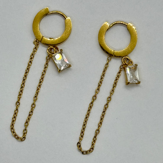 Amira Huggies | Diamond Chain Earrings