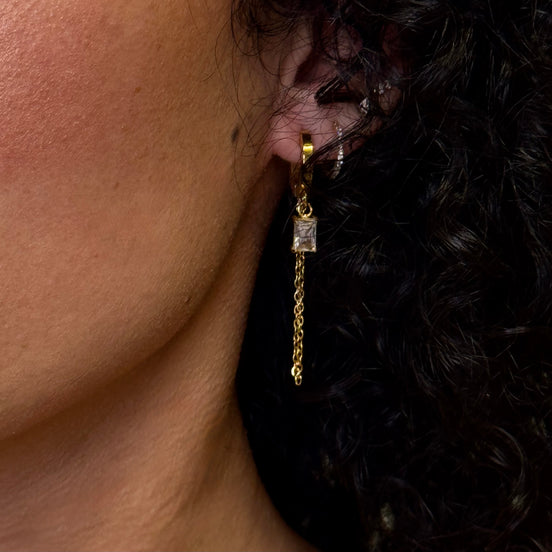Amira Huggies | Diamond Chain Earrings
